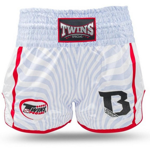 Short Muay Thai TWINS X BOOSTER | White/Grey/Red | TWINS X BOOSTER
