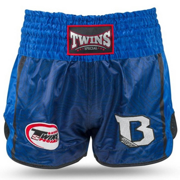 Short Muay Thai TWINS X BOOSTER | Blue/Black | Collaboration
