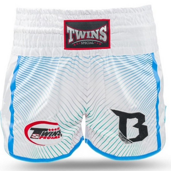Short Muay Thai TWINS X BOOSTER | White/Blue/Green | TWINS X BOOSTER SHORTS