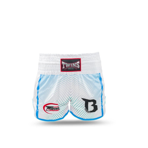 Short Muay Thai TWINS X BOOSTER | White/Blue/Green | TWINS X BOOSTER SHORTS