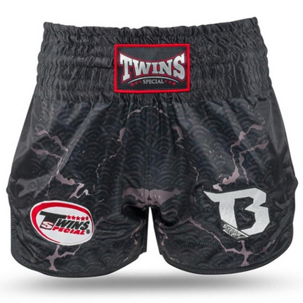 Short Muay Thai TWINS X BOOSTER | Black/Grey | TWINS X BOOSTER SHORTS