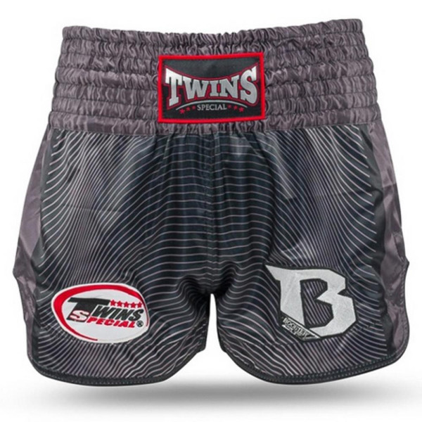 Short Muay Thai TWINS X BOOSTER | Black/Grey | TWINS X BOOSTER SHORTS
