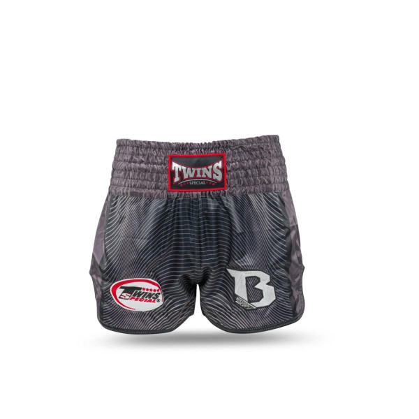 Short Muay Thai TWINS X BOOSTER | Black/Grey | TWINS X BOOSTER SHORTS