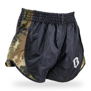 Short Muay Thai Booster Fight Gear | Black/Camo Green | BFG SHORTS