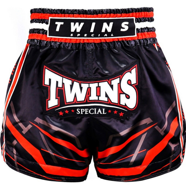 Short Muay Thai Twins Special | Short boxe Thai Noir et rouge | Twins Special
