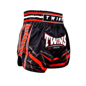 Short Muay Thai Twins Special | Short boxe Thai Noir et rouge | Twins Special