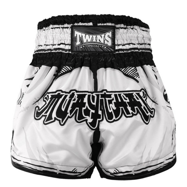 Short Muay Thai Twins Special | Short Boxe Thai Noir et blanc| Twins Special