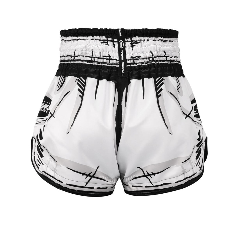 Short Muay Thai Twins Special | Short Boxe Thai Noir et blanc| Twins Special
