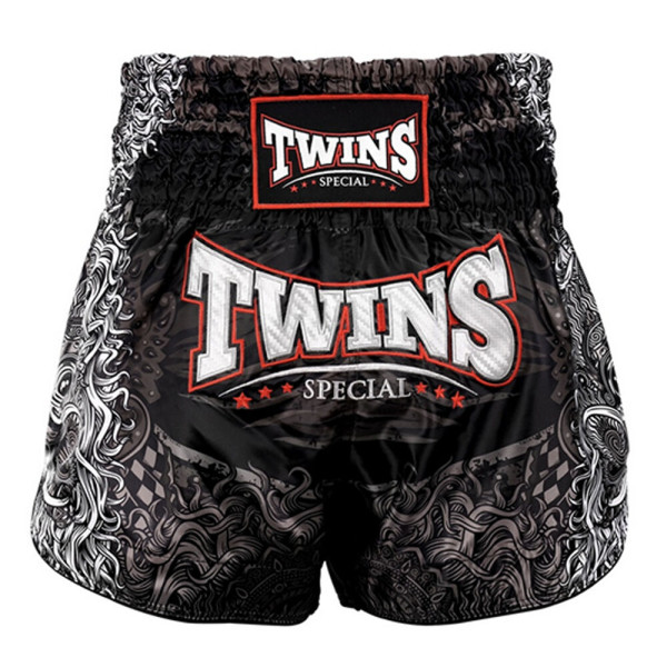 Short Muay Thaï Twins Special | Short Boxe Thai Noir Motif Dragon