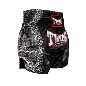 Short Muay Thaï Twins Special | Short Boxe Thai Noir Motif Dragon