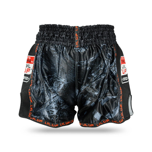 Short Muay Thai LVL UP | Black/Grey/White/Red | LVL UP SHORTS Bold