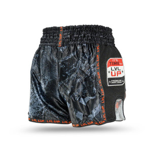Short Muay Thai LVL UP | Black/Grey/White/Red | LVL UP SHORTS Bold