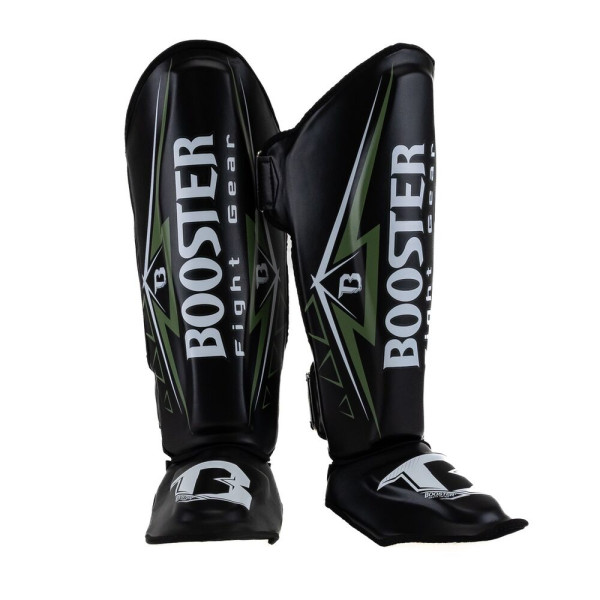 Protège-tibias Booster Fight Gear | Noir/Vert/Blanc | Warrior Series