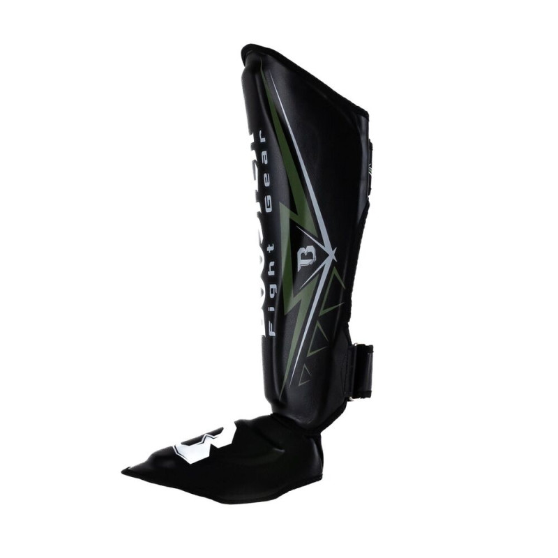 Protège-tibias Booster Fight Gear | Noir/Vert/Blanc | Warrior Series