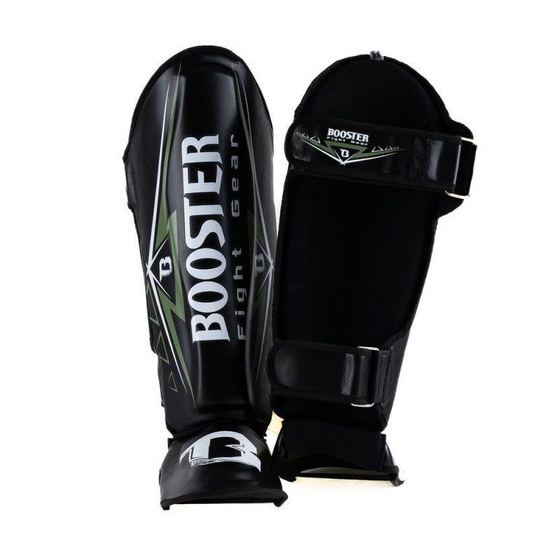 Protège-tibias Booster Fight Gear | Noir/Vert/Blanc | Warrior Series