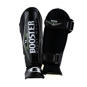Protège-tibias Booster Fight Gear | Noir/Vert/Blanc | Warrior Series