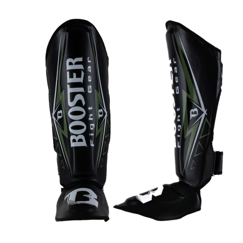 Protège-tibias Booster Fight Gear | Noir/Vert/Blanc | Warrior Series
