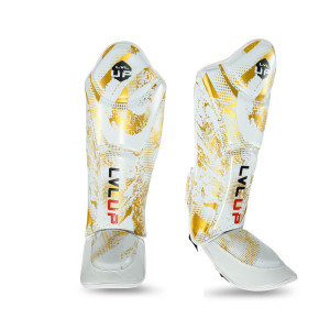 Protège-tibias LVL UP | Blanc/Or | Protection Elite