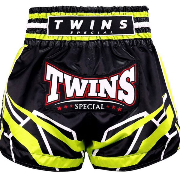 Short Muay Thai Twins Special | Short boxe Thai Noir et jaune | Twins Special