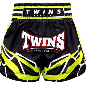 Short Muay Thai Twins Special | Short boxe Thai Noir et jaune | Twins Special