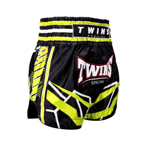 Short Muay Thai Twins Special | Short boxe Thai Noir et jaune | Twins Special