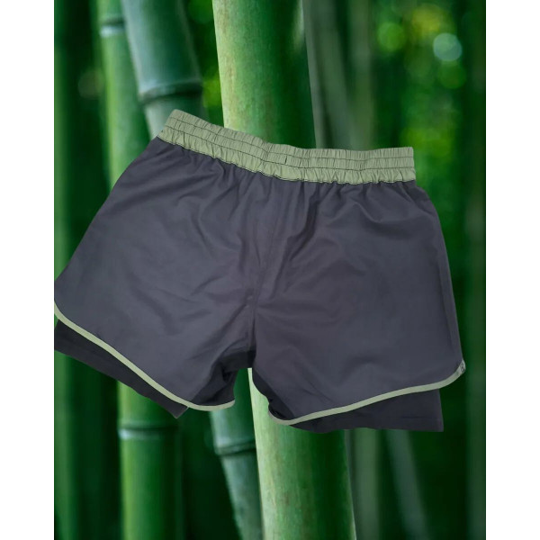 Short Grappling Daruma Green Store | Gris/Vert | Bamboo Inlay