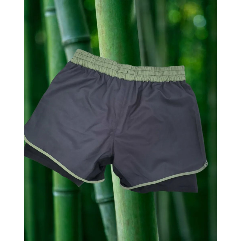 Short Grappling Daruma Green Store | Gris/Vert | Bamboo Inlay