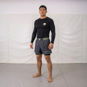 Short Grappling Daruma Green Store | Gris/Vert | Bamboo Inlay