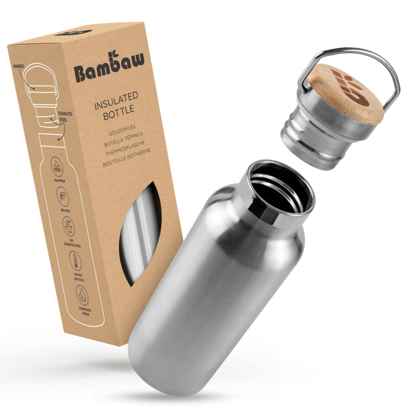 Bouteille Isotherme Bambaw | Inox Argenté | Insulated Bottle | 1L