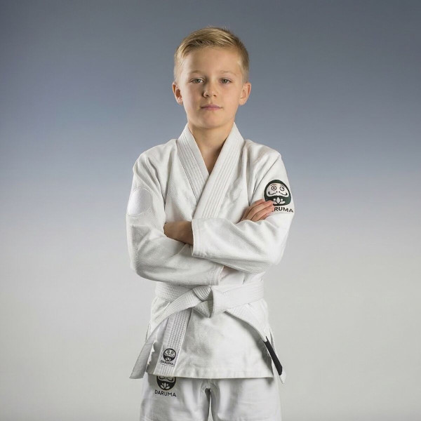Kimono JJB Enfant Daruma Green Store | Blanc | 100% Coton Bio | IBJJF