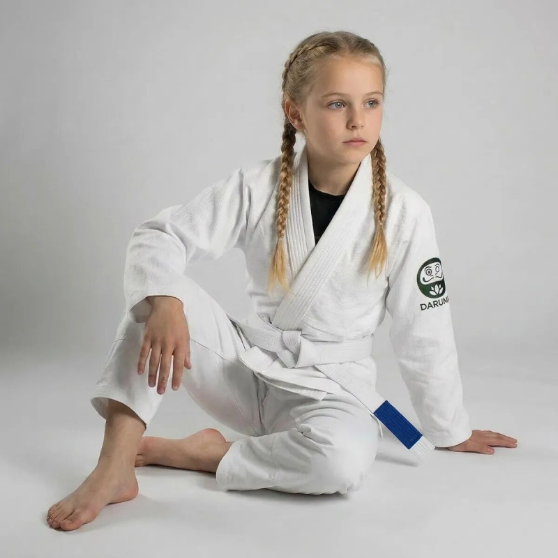 Kimono JJB Enfant Daruma Green Store | Blanc | 100% Coton Bio | IBJJF