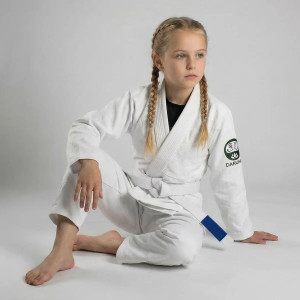 Kimono JJB Enfant Daruma Green Store | Blanc | 100% Coton Bio | IBJJF