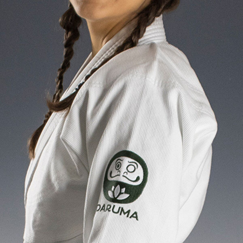 Kimono JJB Enfant Daruma Green Store | Blanc | 100% Coton Bio | IBJJF