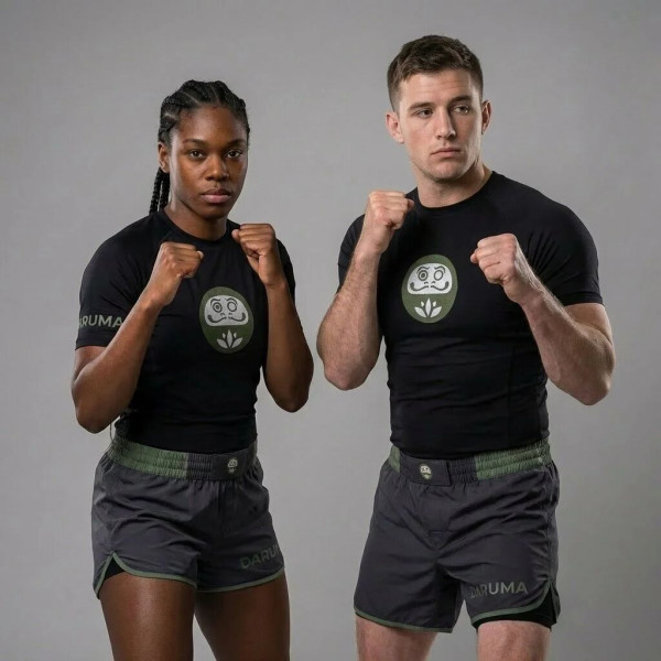 Rashguard Daruma Green Store | Noir | Eco-Friendly Manches Courtes