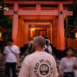 T-Shirt JJB Coton Bio Daruma | United in BJJ | Blanc Naturel