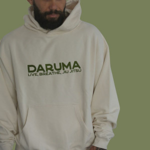 Hoodie JJB Chanvre Daruma | Live, Breathe, Jiu Jitsu | Beige