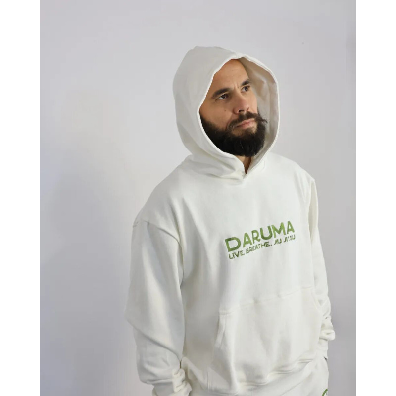 Hoodie JJB Chanvre Daruma | Live, Breathe, Jiu Jitsu | Beige