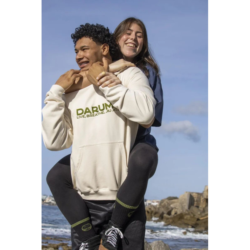 Hoodie JJB Chanvre Daruma | Live, Breathe, Jiu Jitsu | Beige