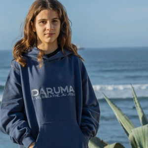 Hoodie JJB Coton Bio Daruma | Live, Breathe, Jiu Jitsu | Marine