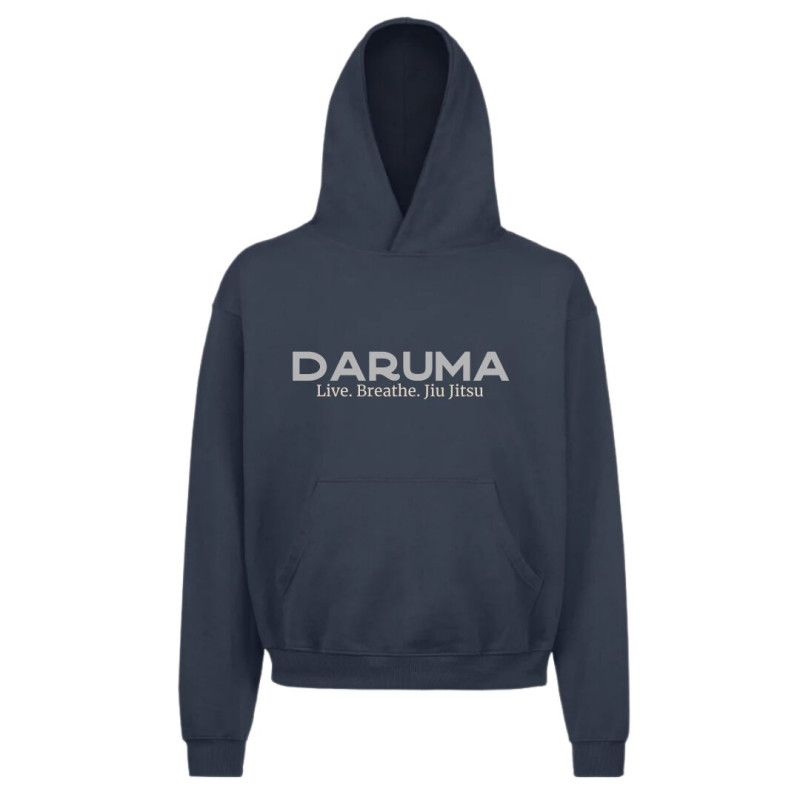 Hoodie JJB Coton Bio Daruma | Live, Breathe, Jiu Jitsu | Marine