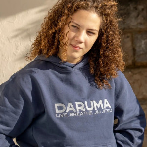 Hoodie JJB Coton Bio Daruma | Live, Breathe, Jiu Jitsu | Marine