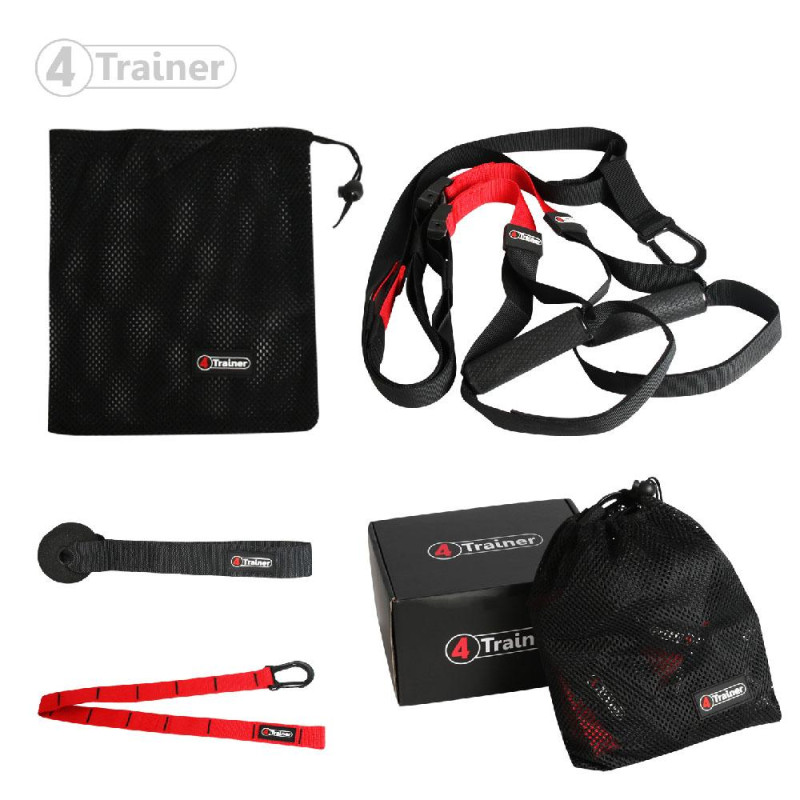 Sangles de Suspension | Kit 180cm Noir/Rouge | 4Trainer