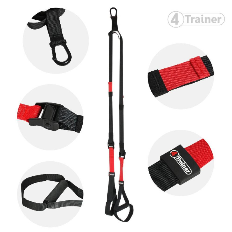 Sangles de Suspension | Kit 180cm Noir/Rouge | 4Trainer
