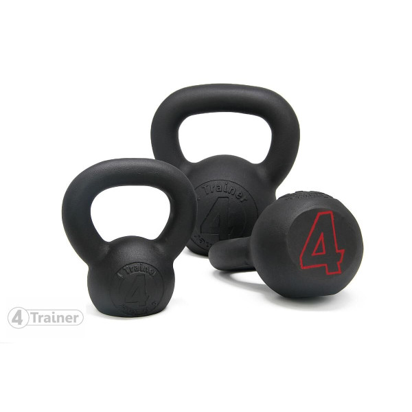 Kettlebell BL4CK IRON | 12kg Fonte Noir | 4Trainer