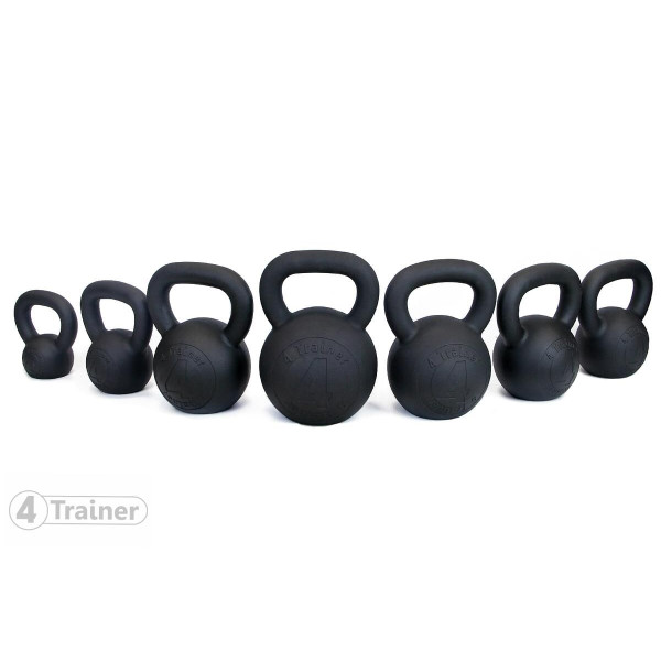 Kettlebell BL4CK IRON | 12kg Fonte Noir | 4Trainer
