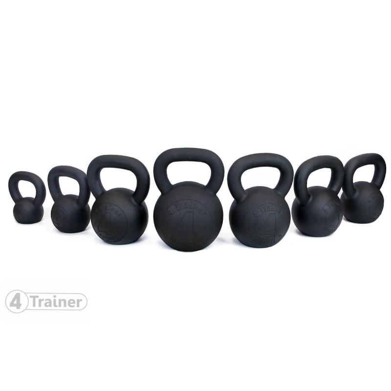 Kettlebell BL4CK IRON | 12kg Fonte Noir | 4Trainer