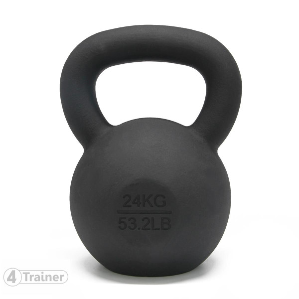 Kettlebell BL4CK IRON 24 kg | Fonte poudrée | 4Trainer