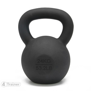 Kettlebell BL4CK IRON 24 kg | Fonte poudrée | 4Trainer