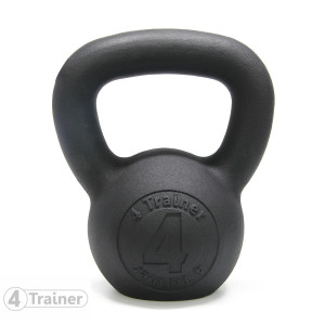 Kettlebell BL4CK IRON | 12kg Fonte Noir | 4Trainer
