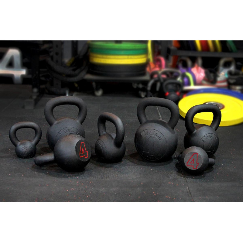 Kettlebell BL4CK IRON 24 kg | Fonte poudrée | 4Trainer